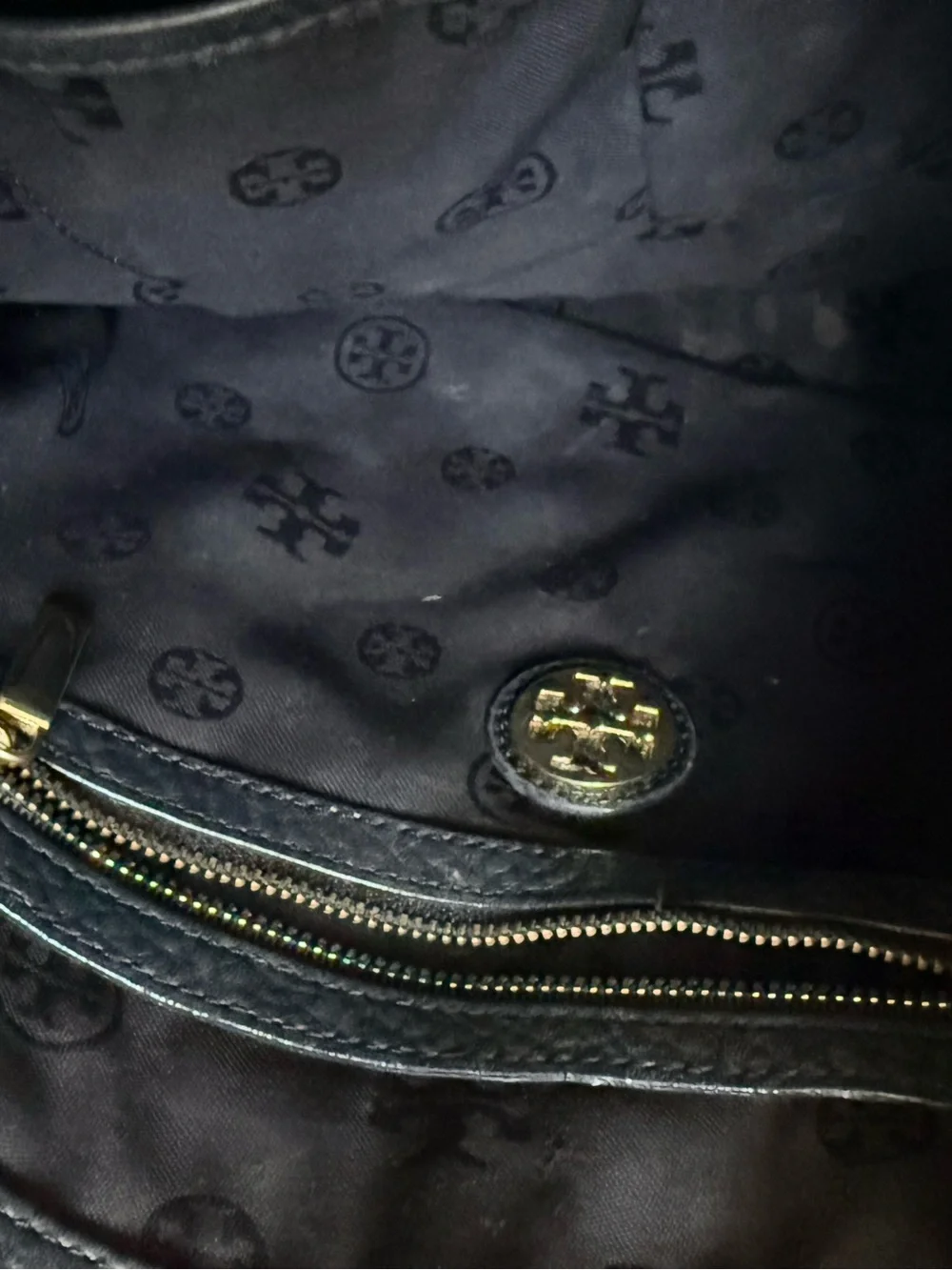 Tory Burch Black Pebbled Leather Crossbody Shoulder Bag